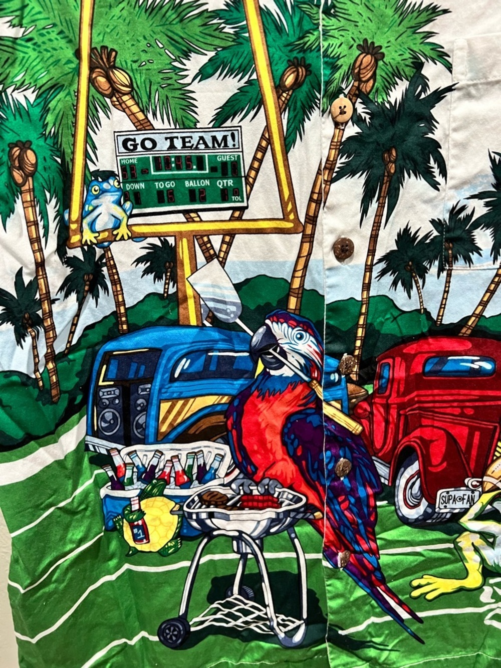 OU College Casual Tropical Graphic Button-Down Shirt Football Fan Detailed EUC - Picture 2 of 7